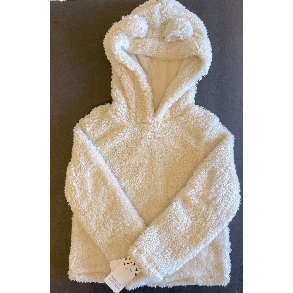 Toddler girl size 5 Harper Canyon (Nordstrom) ivory soft furry hoodie